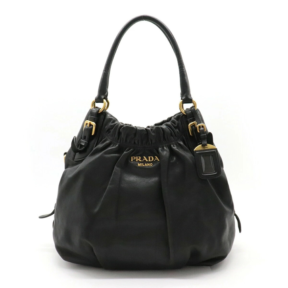Prada Tote Tessuto Saffiano Bag Shoulder Hobo Leather NERO Black